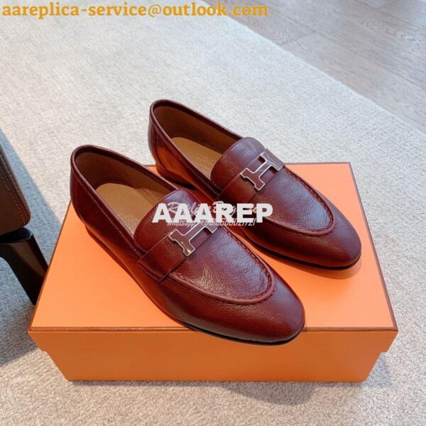 Replica Hermes Paris Loafer in Goatskin with Signature "H" Tone-On-Ton 14