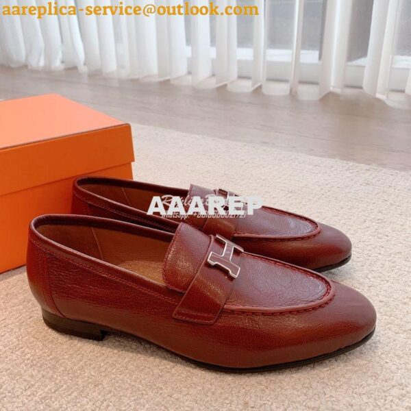 Replica Hermes Paris Loafer in Goatskin with Signature "H" Tone-On-Ton 15