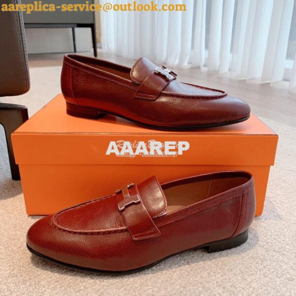 Replica Hermes Paris Loafer in Goatskin with Signature "H" Tone-On-Ton 19