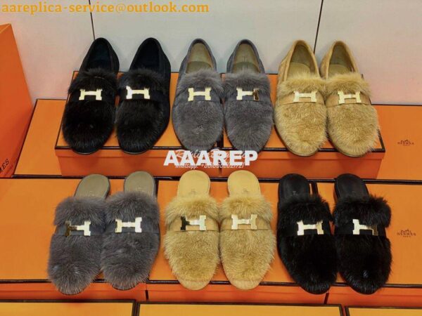 Replica Hermes Paris Loafer Suede Goatskin and Mink H202091 Light Brow 3