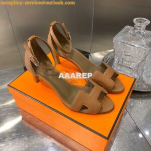 Replica Hermes Premiere 70 Sandals Calfskin H201166 Brown 2