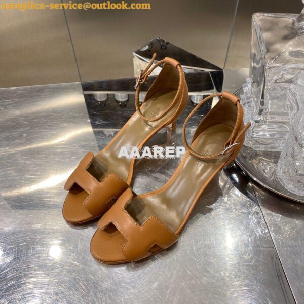 Replica Hermes Premiere 70 Sandals Calfskin H201166 Brown 9