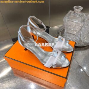 Replica Hermes Premiere 70 Sandals Calfskin H201166 Gris Argenté 2