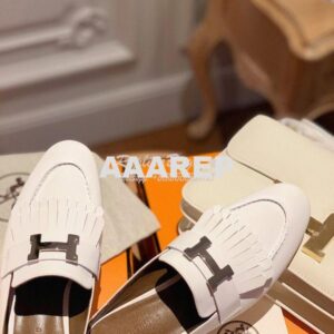 Replica Hermes Rivoli Mule in Calfskin H181067Z White 2