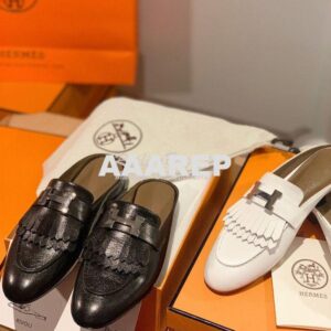 Replica Hermes Rivoli Mule in Goatskin H181067Z Noir