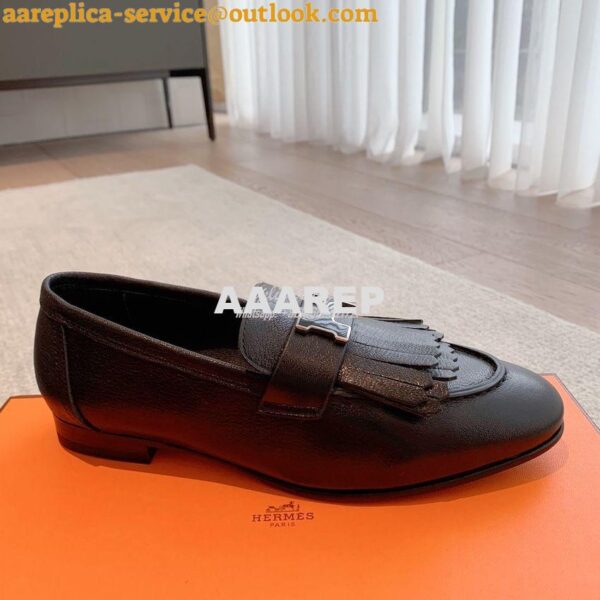 Replica Hermes Royal Loafer Goatskin With Fringe Tone-On-Tone Lacquere 5