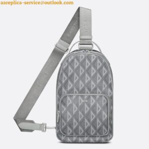 Replica Dior Mini Rider Sling Bag In Gray CD Diamond Canvas