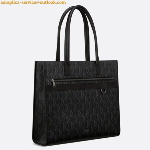 Replica Dior Safari Tote Bag in Black CD Diamond Canvas 3