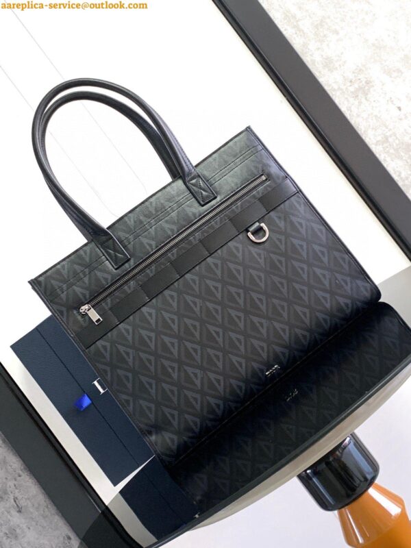 Replica Dior Safari Tote Bag in Black CD Diamond Canvas 7