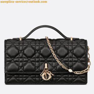 Replica Dior Miss Dior Mini Bag In Black Cannage Lambskin