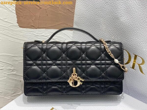 Replica Dior Miss Dior Mini Bag In Black Cannage Lambskin 6