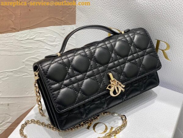 Replica Dior Miss Dior Mini Bag In Black Cannage Lambskin 10