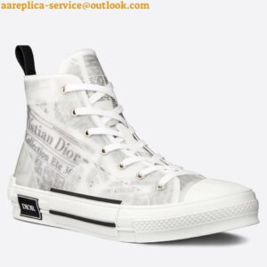 Replica Dior Men's B23 High-top Sneakers In Canvas with Newspaper Print 2