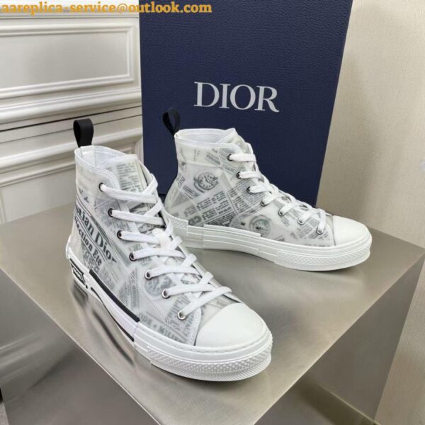 Replica Dior Men's B23 High-top Sneakers In Canvas with Newspaper Print 6