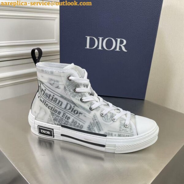 Replica Dior Men's B23 High-top Sneakers In Canvas with Newspaper Print 8