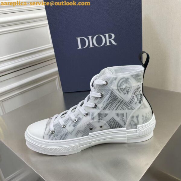 Replica Dior Men's B23 High-top Sneakers In Canvas with Newspaper Print 9