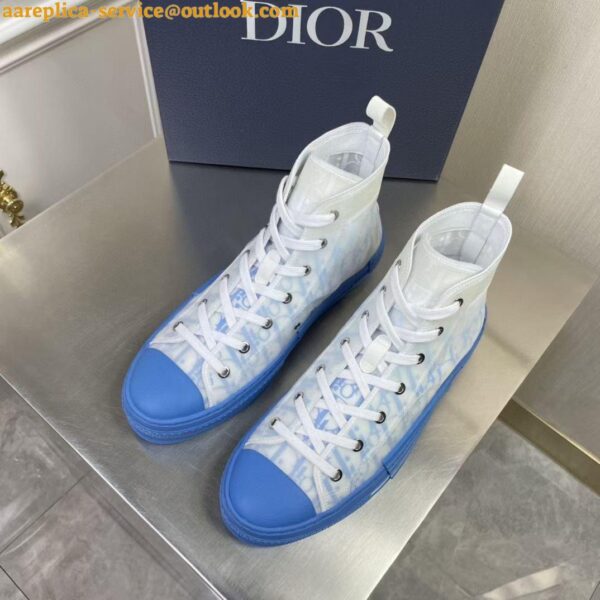 Replica Dior Men's B23 High-top Sneakers In Gradient Blue Oblique Canvas 8