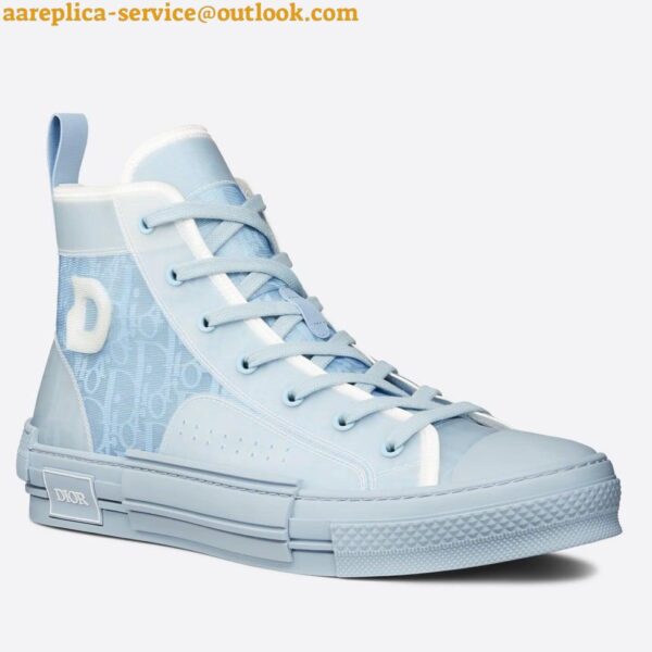 Replica Dior Men's B23 High-top Sneakers In Ligth Blue Oblique Canvas 3