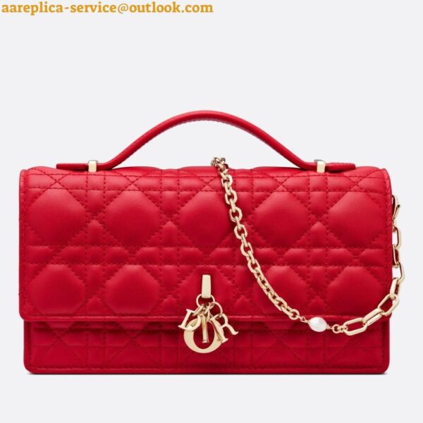 Replica Dior Miss Dior Mini Bag In Red Cannage Lambskin 3