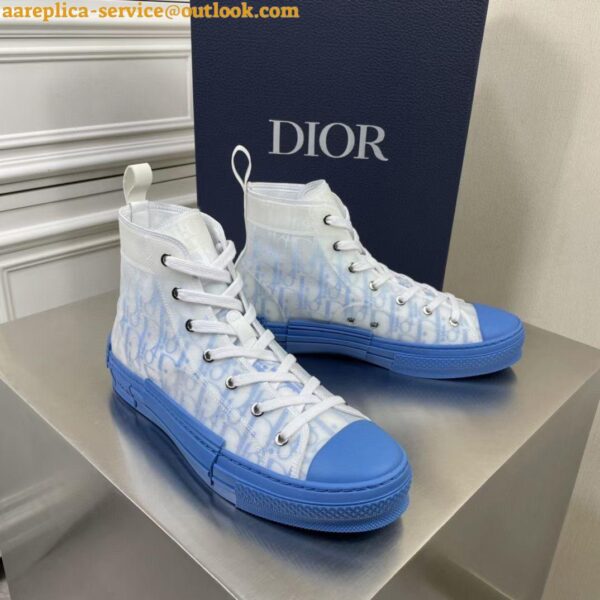 Replica Dior Men's B23 High-top Sneakers In Gradient Blue Oblique Canvas 11