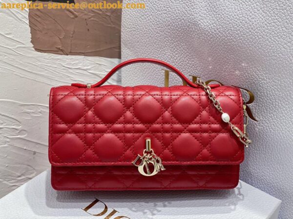 Replica Dior Miss Dior Mini Bag In Red Cannage Lambskin 5