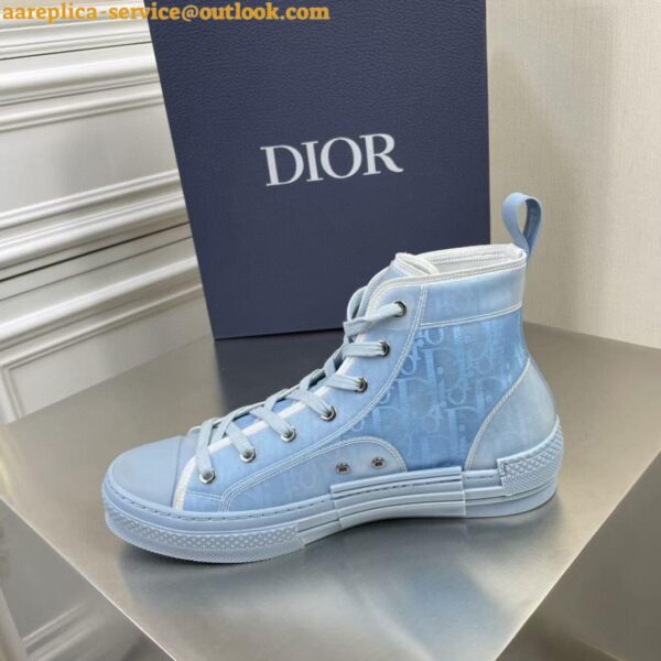 Replica Dior Men's B23 High-top Sneakers In Ligth Blue Oblique Canvas 6