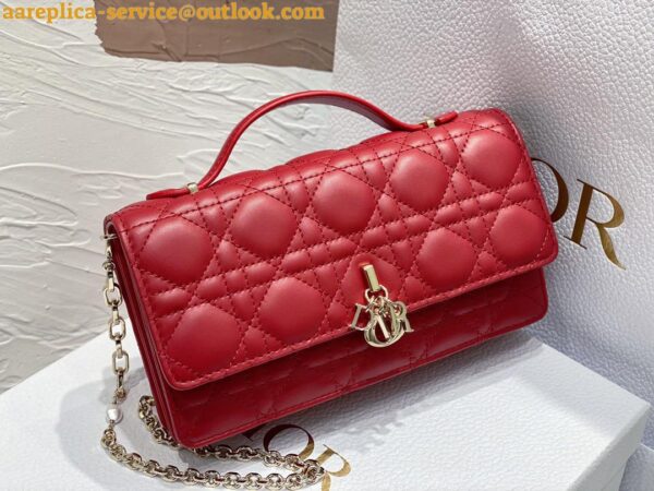 Replica Dior Miss Dior Mini Bag In Red Cannage Lambskin 7