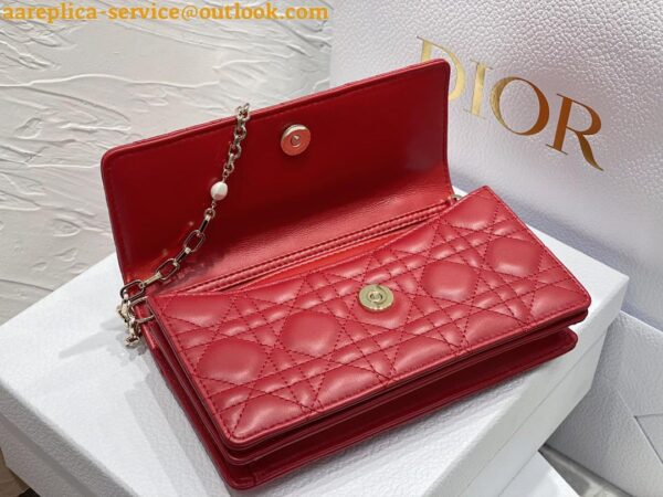 Replica Dior Miss Dior Mini Bag In Red Cannage Lambskin 11