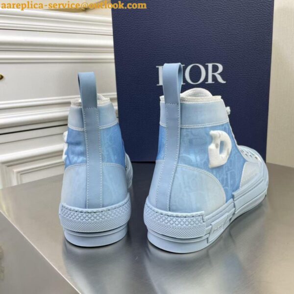 Replica Dior Men's B23 High-top Sneakers In Ligth Blue Oblique Canvas 12