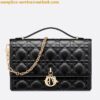 Replica Dior Miss Dior Top Handle Bag in Melocoton Pink Cannage Lambskin 2