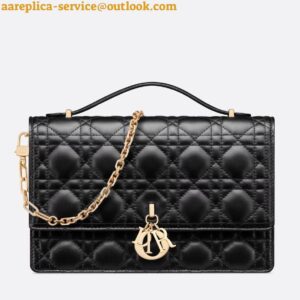 Replica Dior Miss Dior Top Handle Bag in Black Cannage Lambskin 2