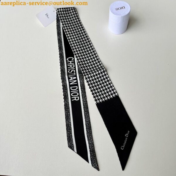 Replica Dior 30 Montaigne Mitzah Scarf in Black and White Silk Twill 4