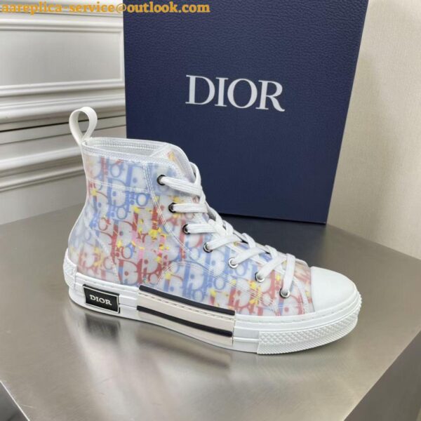Replica Dior Men's B23 High-top Sneakers In Multicolour Oblique Canvas 13