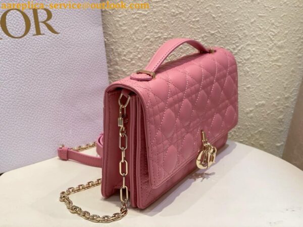 Replica Dior Miss Dior Top Handle Bag in Melocoton Pink Cannage Lambskin 5