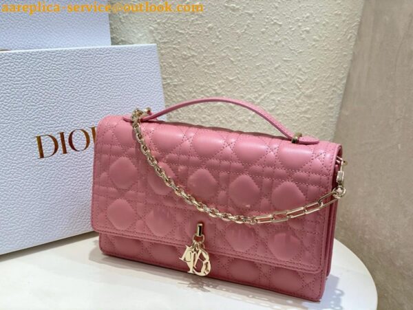 Replica Dior Miss Dior Top Handle Bag in Melocoton Pink Cannage Lambskin 6