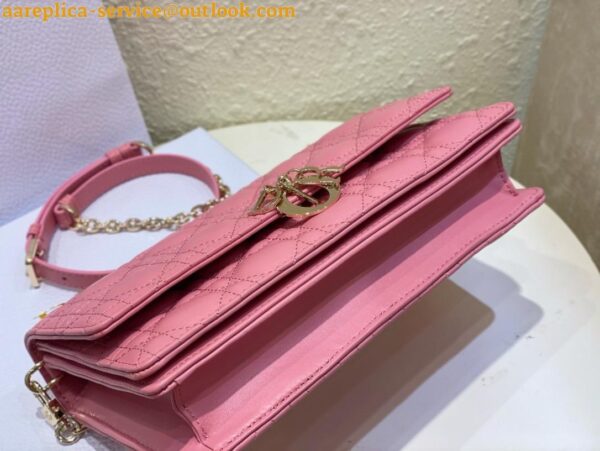 Replica Dior Miss Dior Top Handle Bag in Melocoton Pink Cannage Lambskin 7