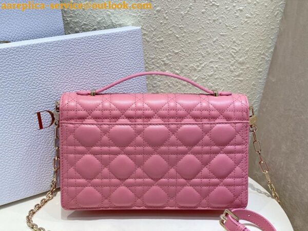 Replica Dior Miss Dior Top Handle Bag in Melocoton Pink Cannage Lambskin 8