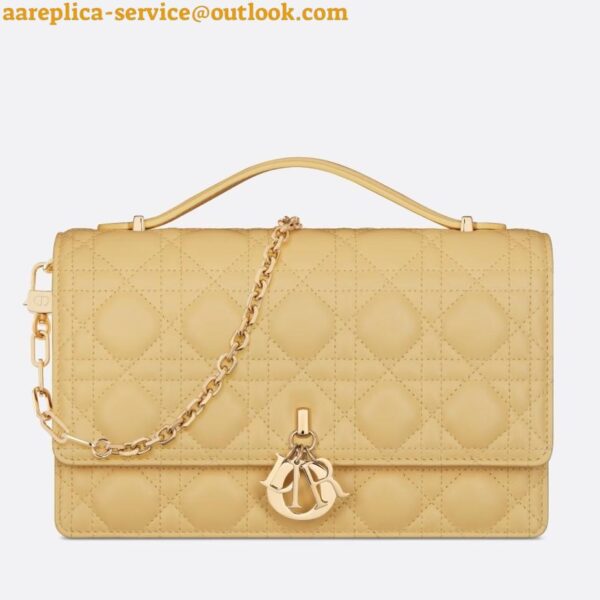 Replica Dior Miss Dior Top Handle Bag in Pastel Yellow Cannage Lambskin 3