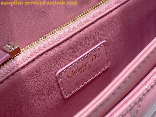 Replica Dior Miss Dior Top Handle Bag in Melocoton Pink Cannage Lambskin 12