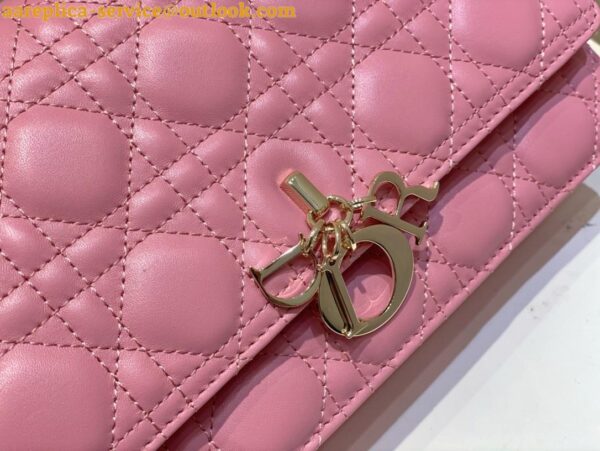 Replica Dior Miss Dior Top Handle Bag in Melocoton Pink Cannage Lambskin 13