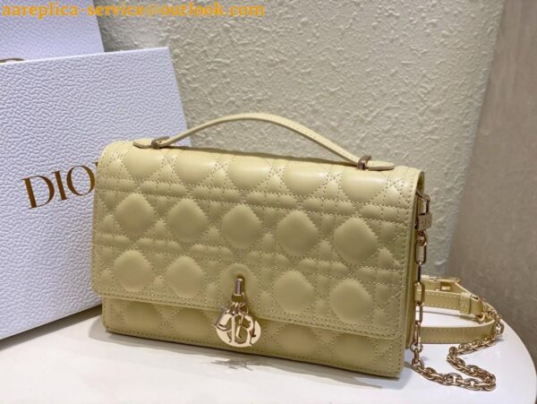 Replica Dior Miss Dior Top Handle Bag in Pastel Yellow Cannage Lambskin 5