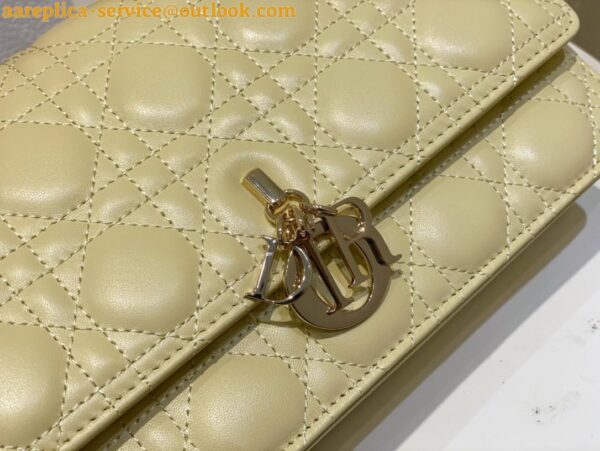 Replica Dior Miss Dior Top Handle Bag in Pastel Yellow Cannage Lambskin 9