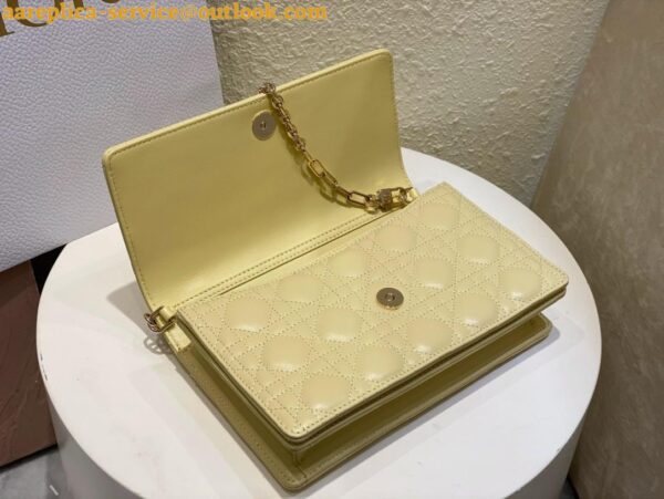 Replica Dior Miss Dior Top Handle Bag in Pastel Yellow Cannage Lambskin 10