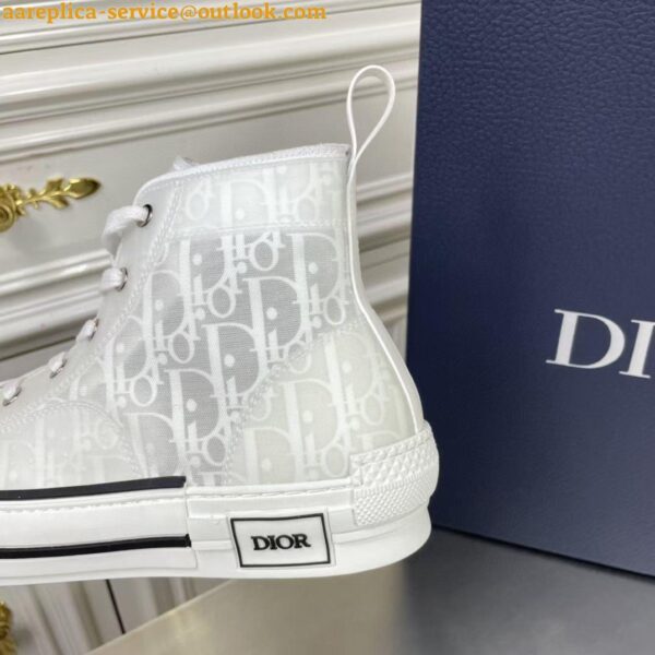 Replica Dior Men's B23 High-top Sneakers In White and Blue Oblique Canvas 20