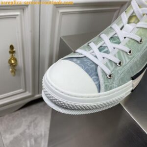 Replica Dior Men's B23 High-top Sneakers with Green and Yellow Print