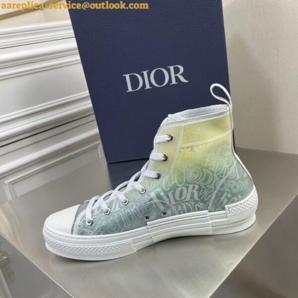 Replica Dior Men's B23 High-top Sneakers with Green and Yellow Print 6