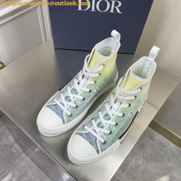 Replica Dior Men's B23 High-top Sneakers with Green and Yellow Print 8