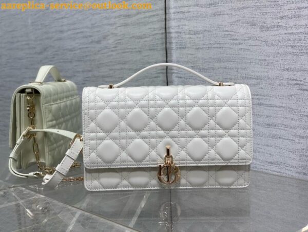 Replica Dior Miss Dior Top Handle Bag in White Cannage Lambskin 9