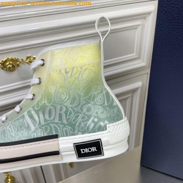 Replica Dior Men's B23 High-top Sneakers with Green and Yellow Print 10