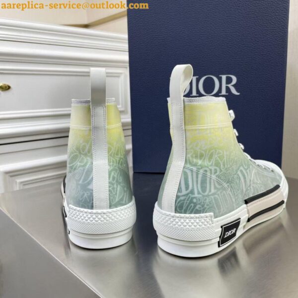 Replica Dior Men's B23 High-top Sneakers with Green and Yellow Print 12